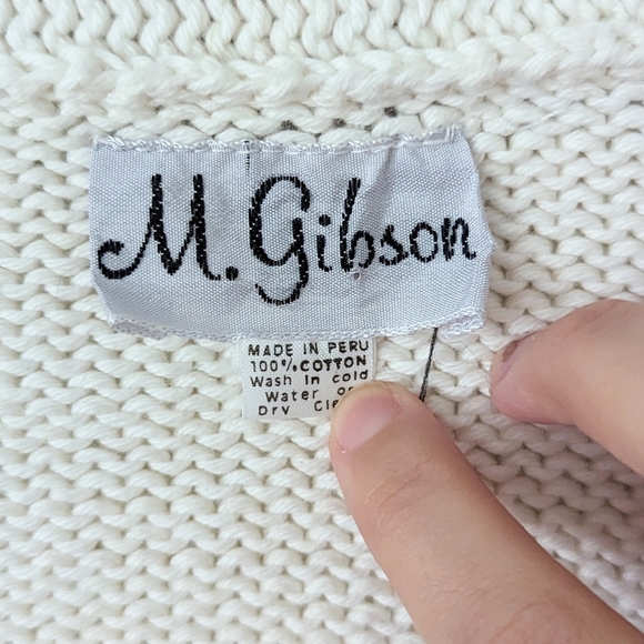 Vintage Y2K M. Gibson Daisy Floral Knit Cardigan White Blue Size Medium M - Picture 5 of 8